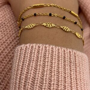 Gorgeous 18KT Gold Plated 3 Piece Bracelet Set Gold Tube Bracelet